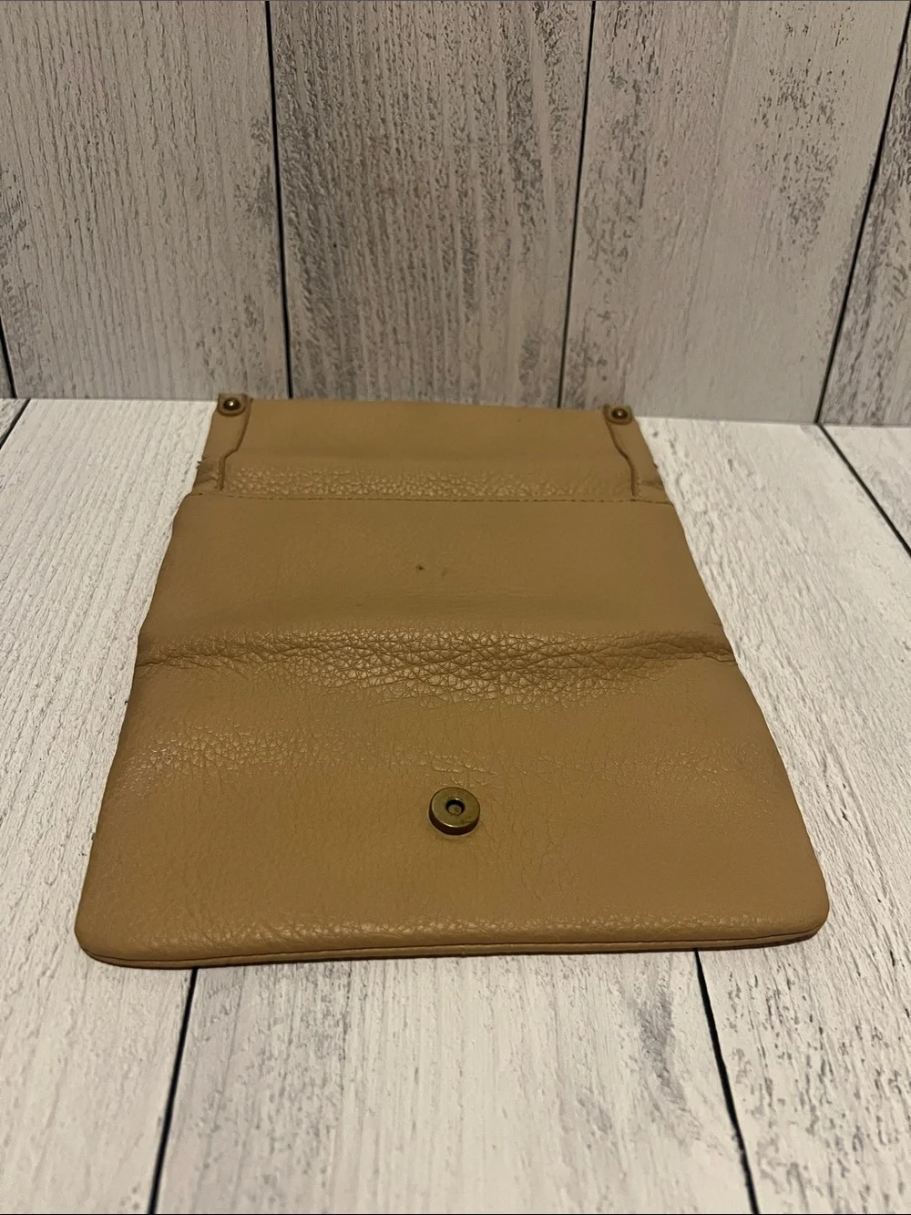 Source Unknown Tan Fold-Over Pebbled Faux Leather Wallet